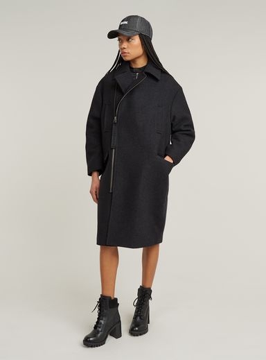 Oversized Zip Cocoon Coat